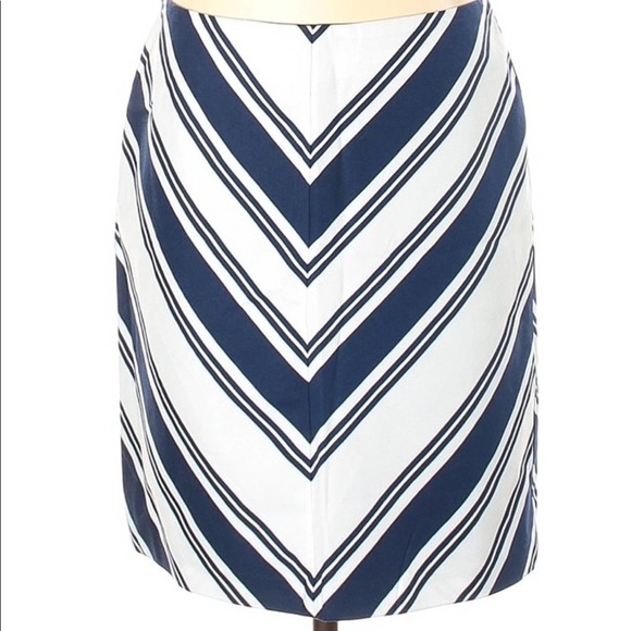 Talbots Blue and White Striped Cotton Skirt NWT Size 4 - Picture 1 of 2